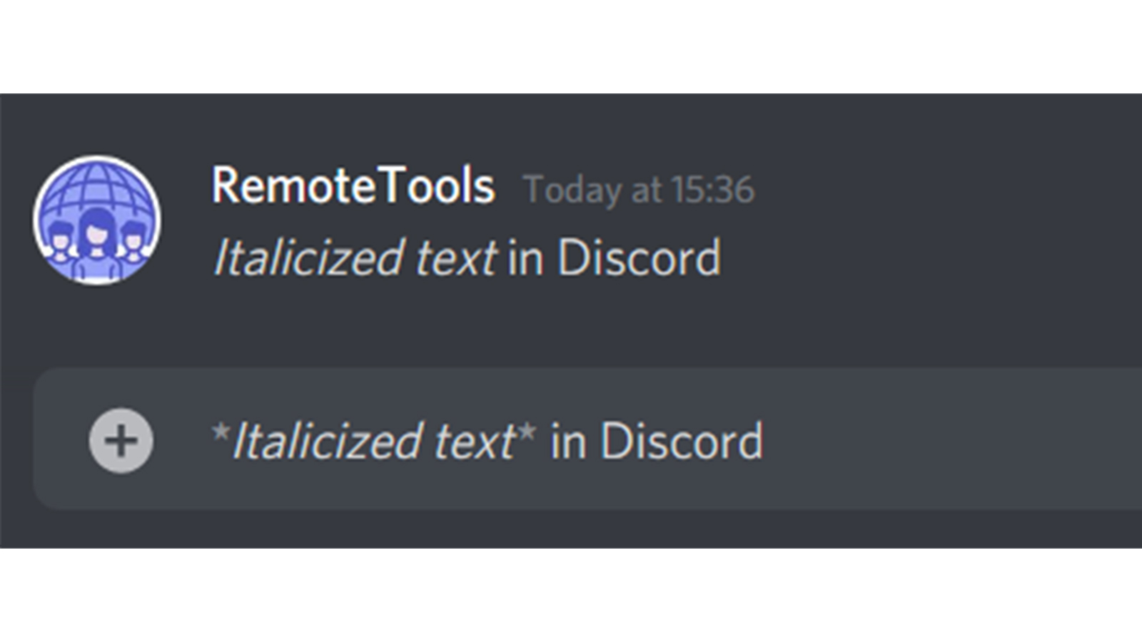 Formatage du texte Discord - Discord italique 