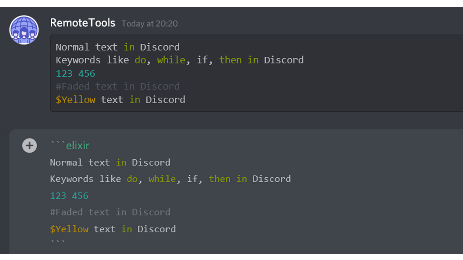 Discord code blocks color - suitepsado