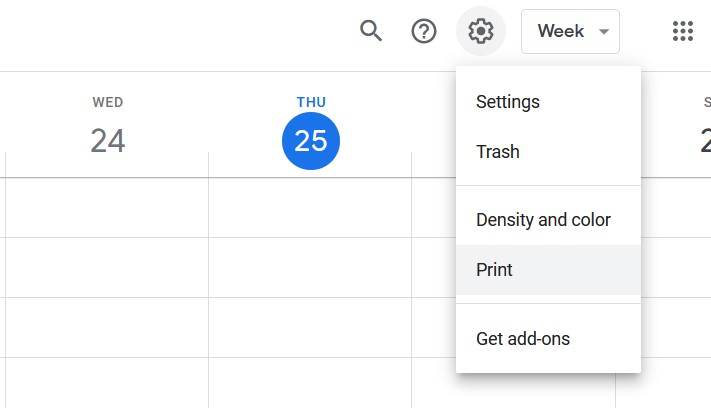 how to print google calendar