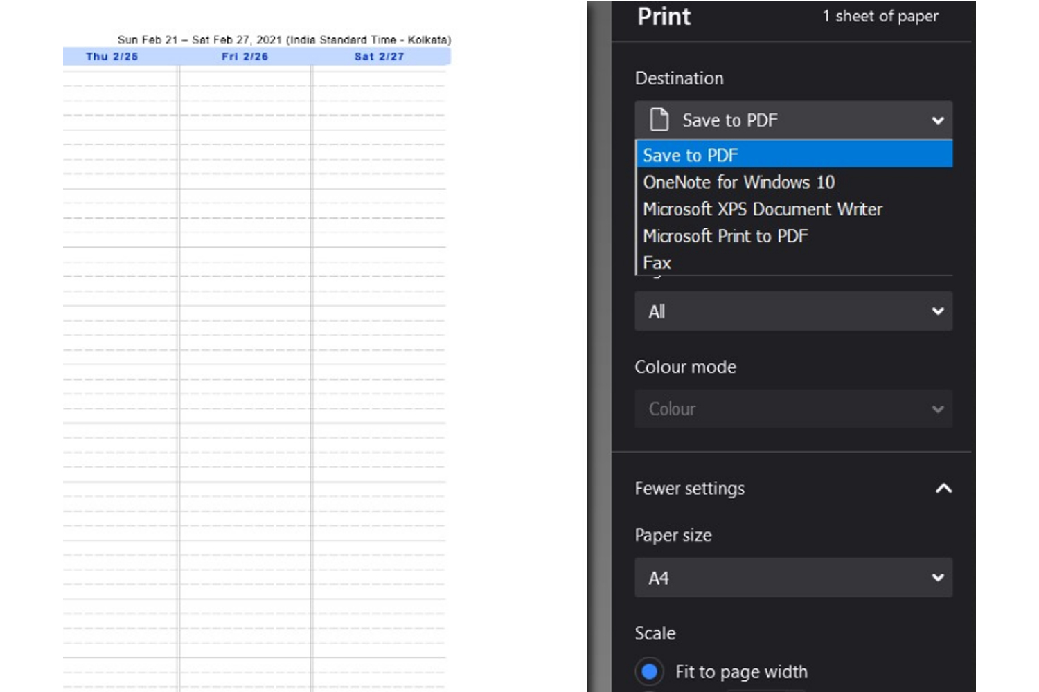 How to print Google Calendar, view or save it as pdf for a specific range?