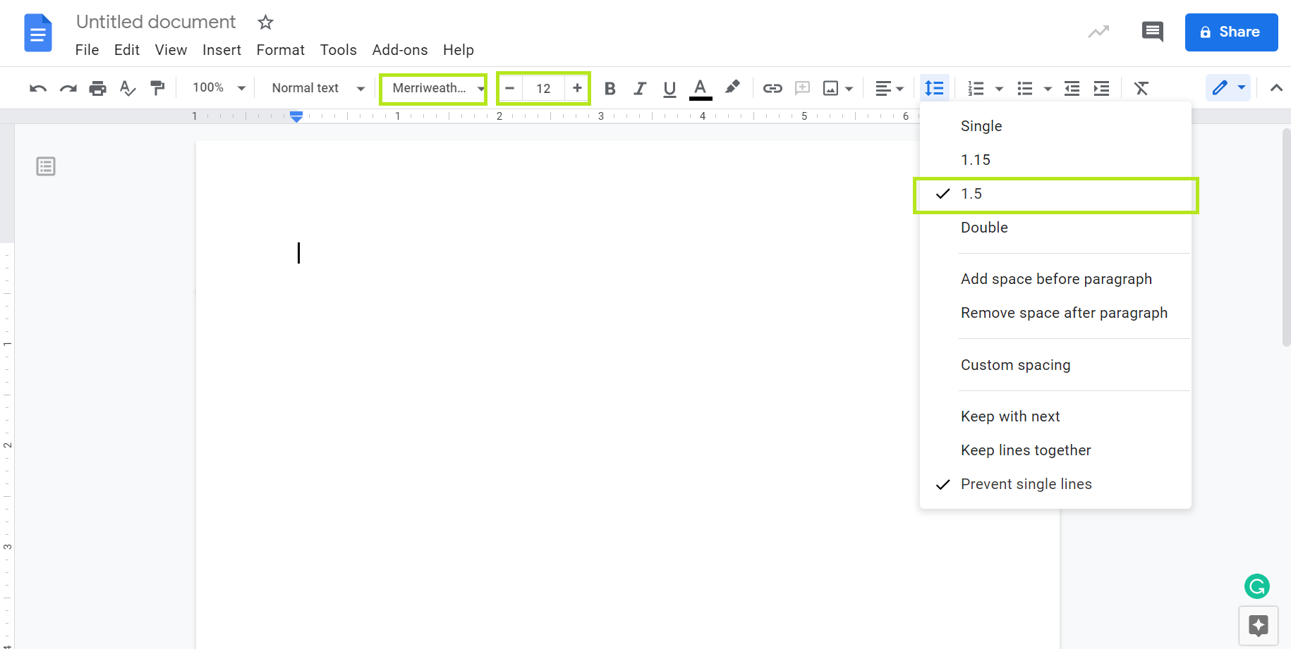 change default font google docs