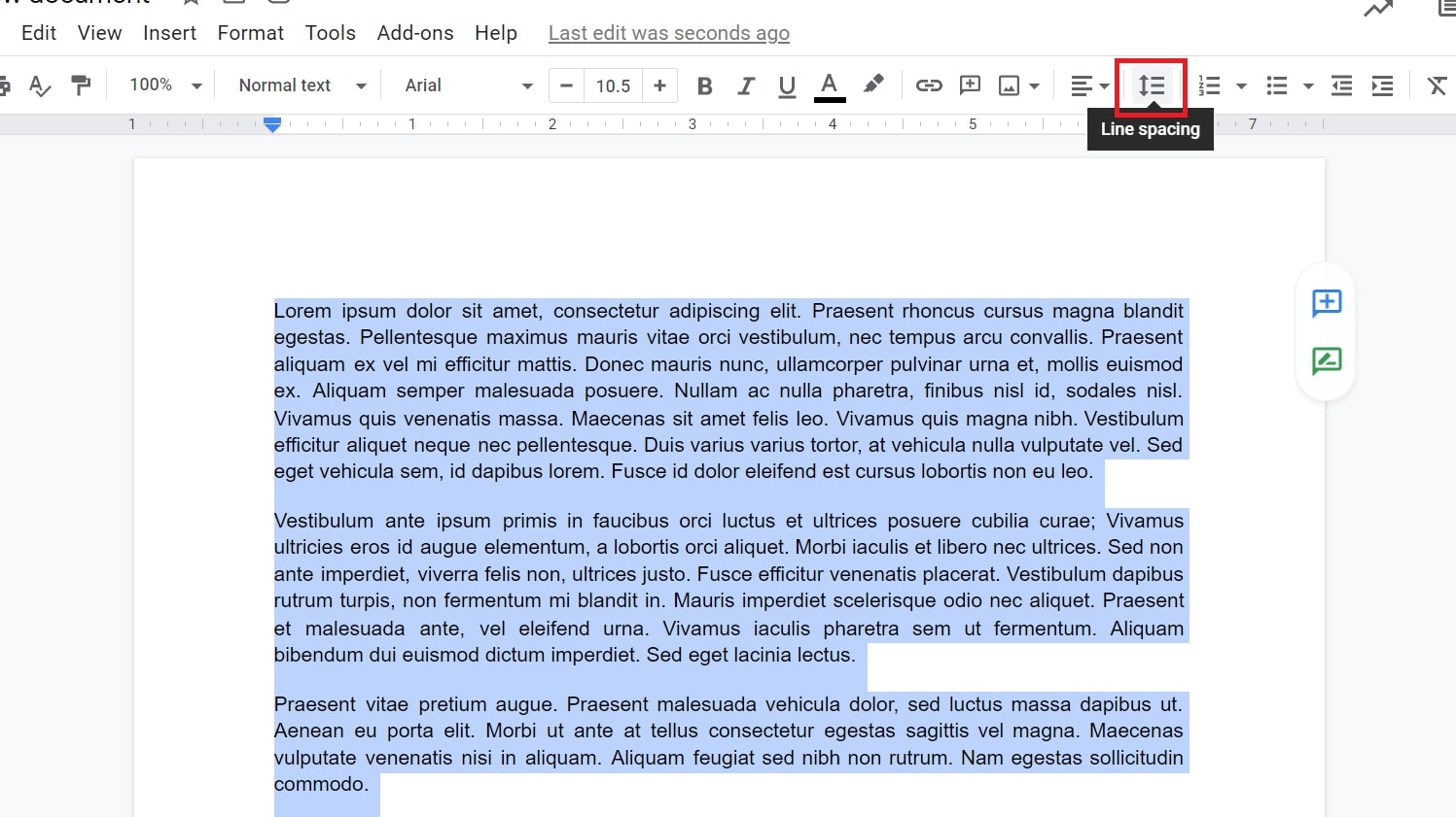 double spacing google docs 3