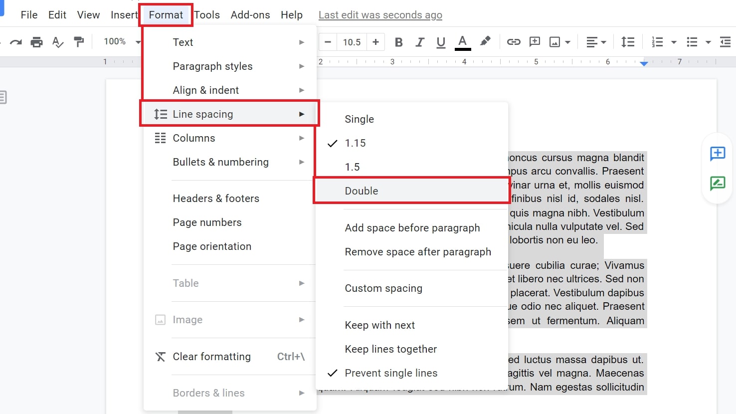 how to double space essay docs