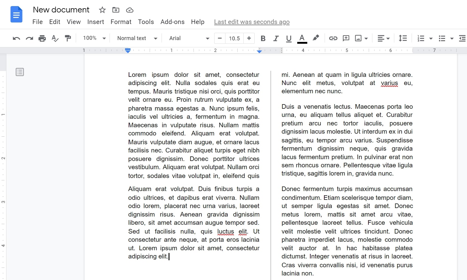 columns in google docs