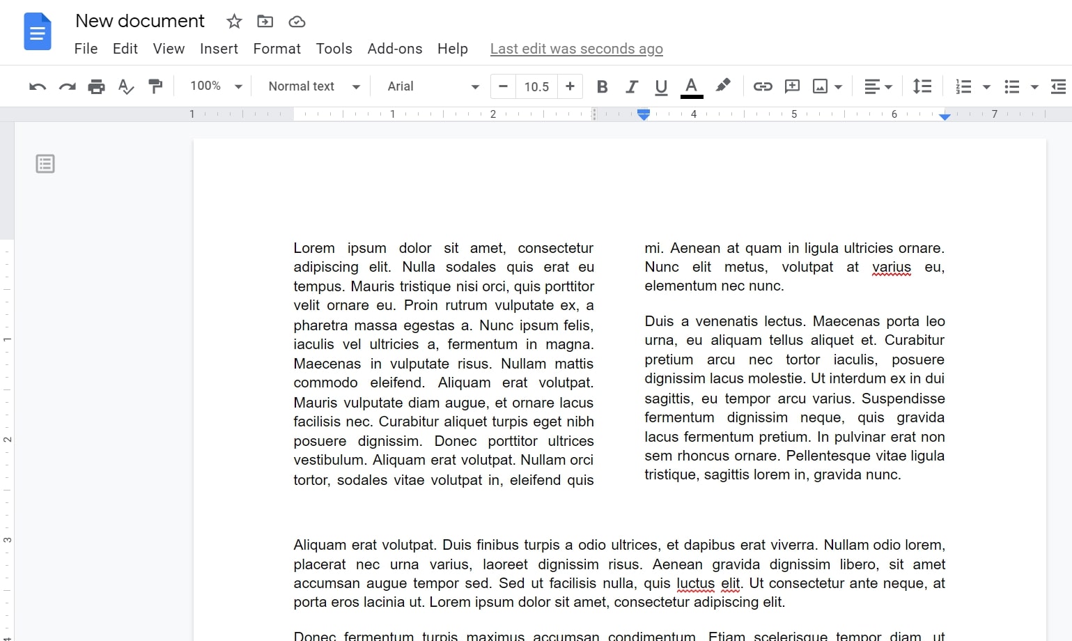 columns in google docs