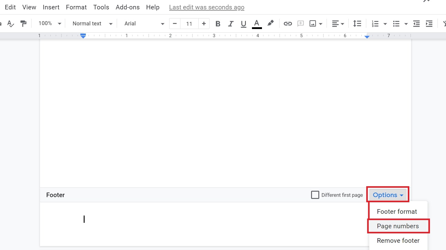 page number google docs 1