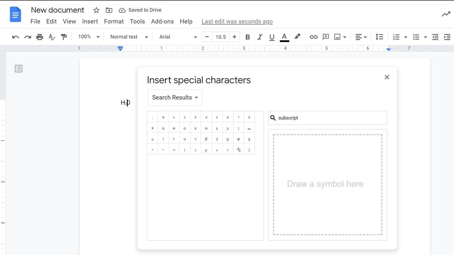 how to do subscript in google docs mac