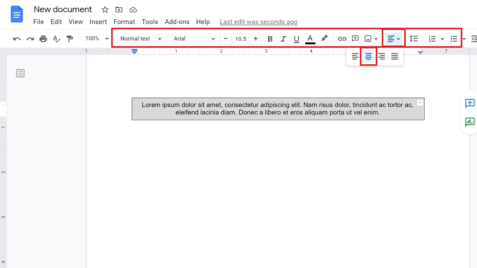 insert a text box into google docs