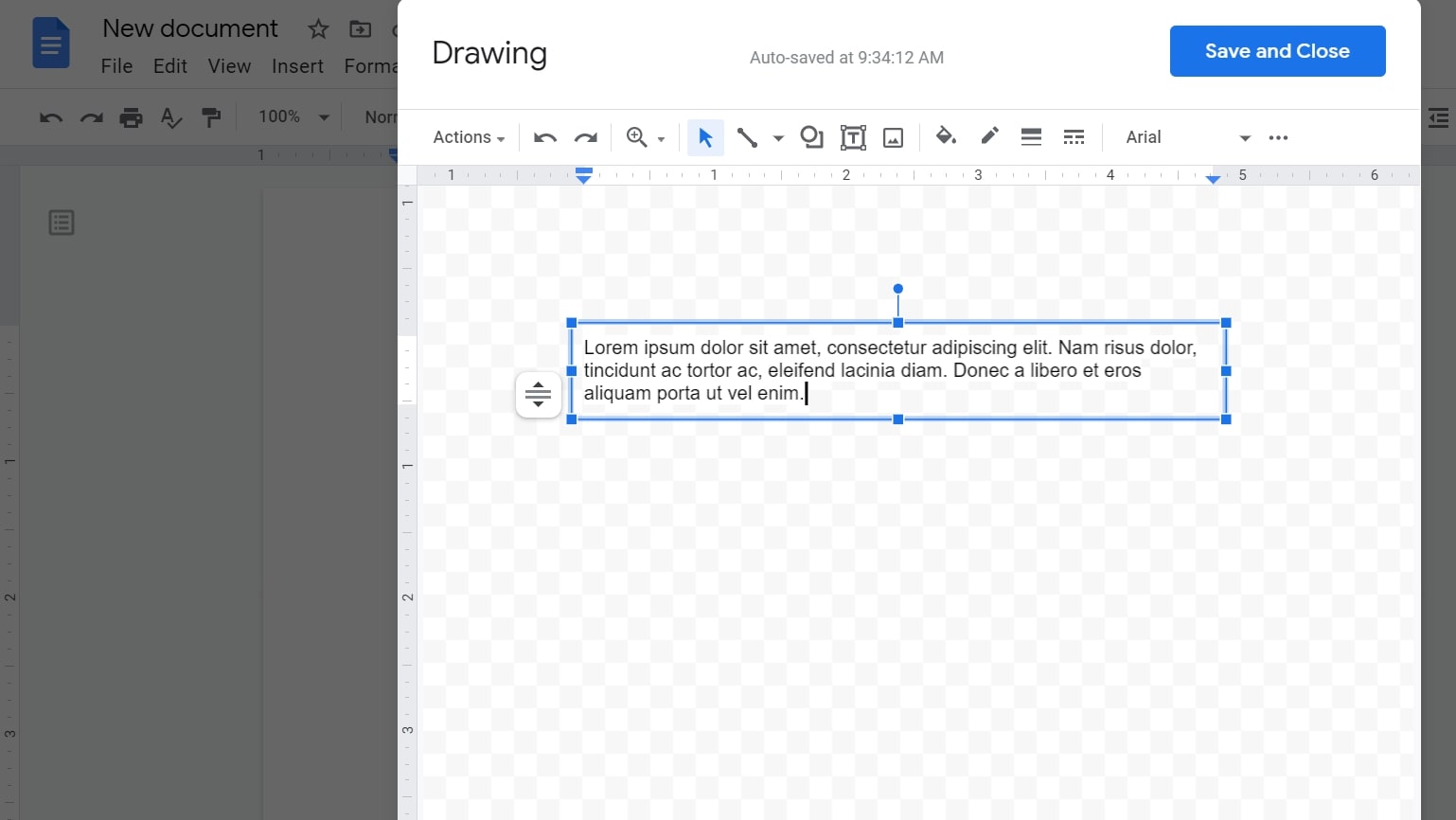 how to insert a text box google docs