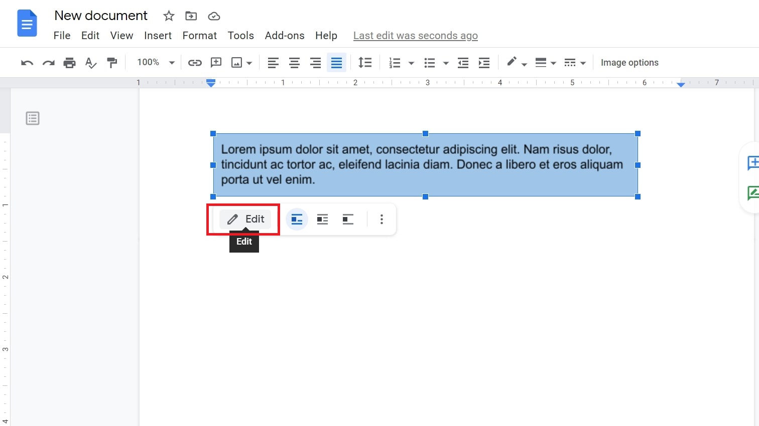 how to put text box in google docs