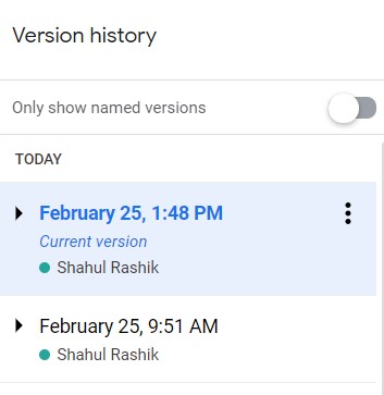 track changes in Google Docs