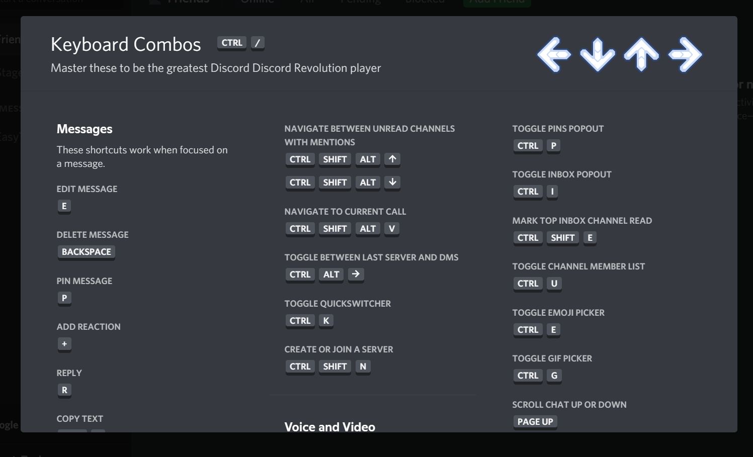 The Discord user interface. The far left sidebar lists all the Discord