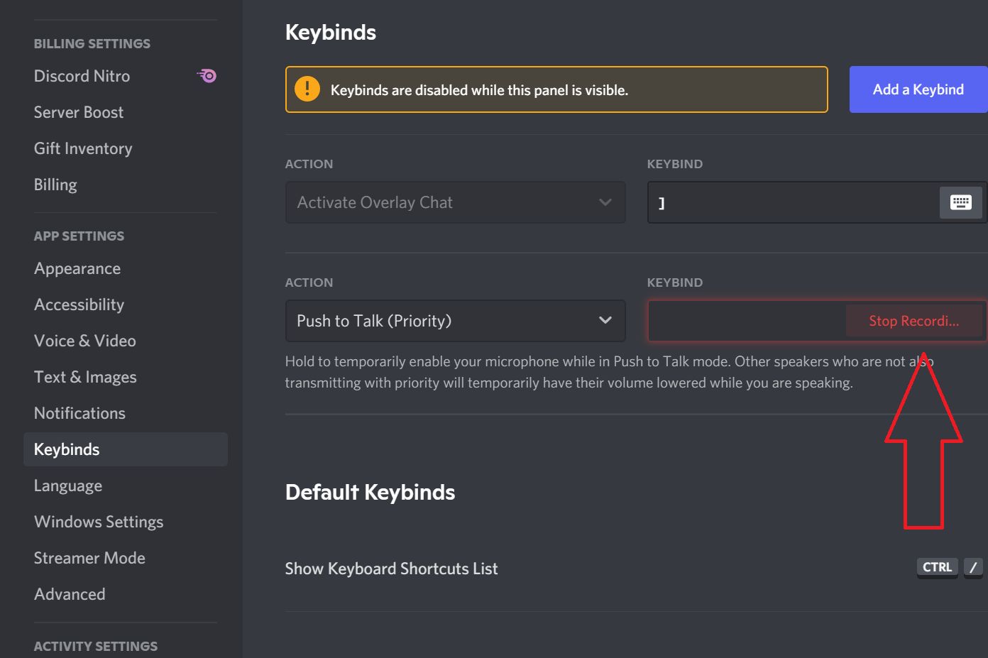 push to talk button discord not working