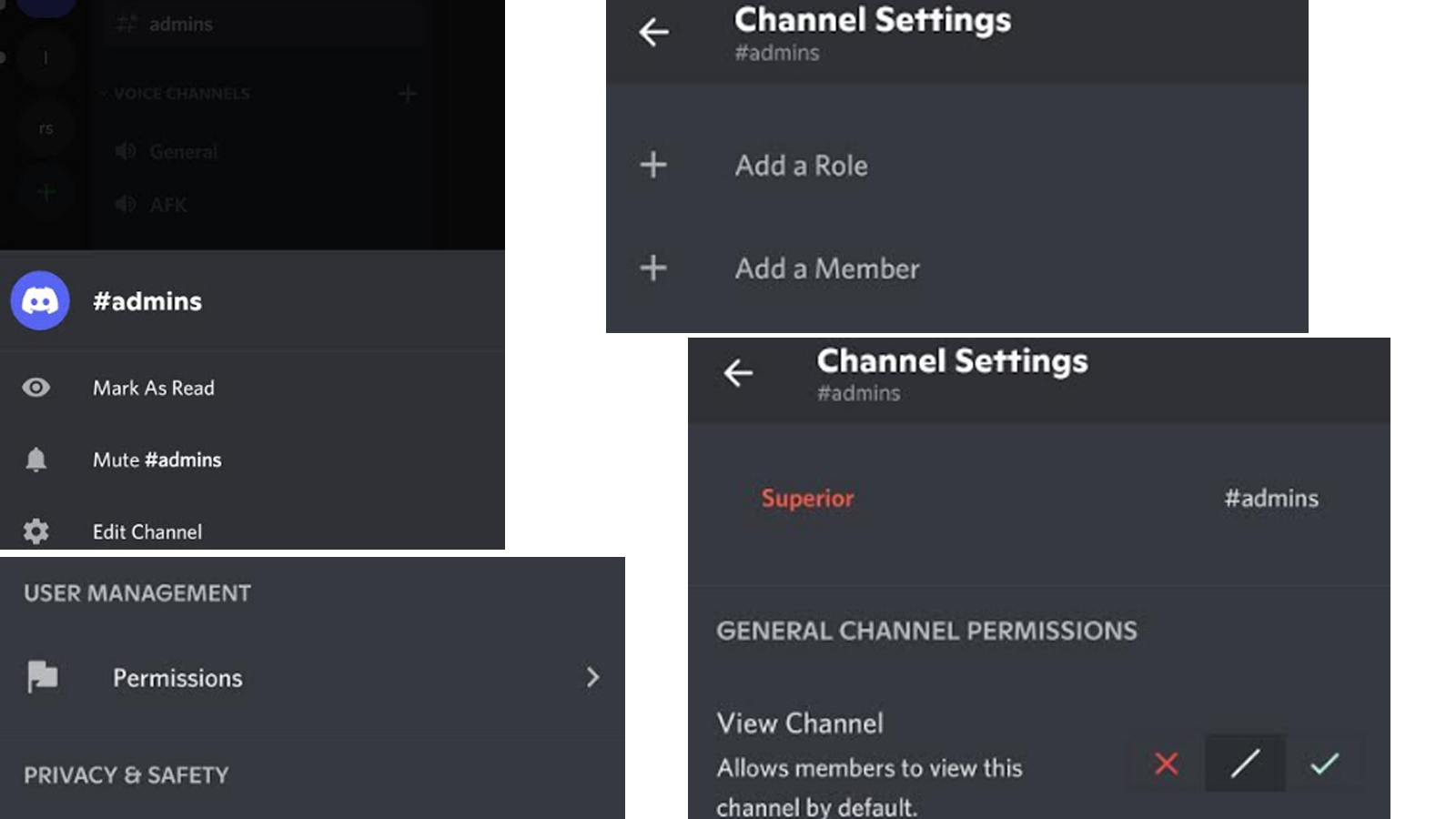 add roles to channels