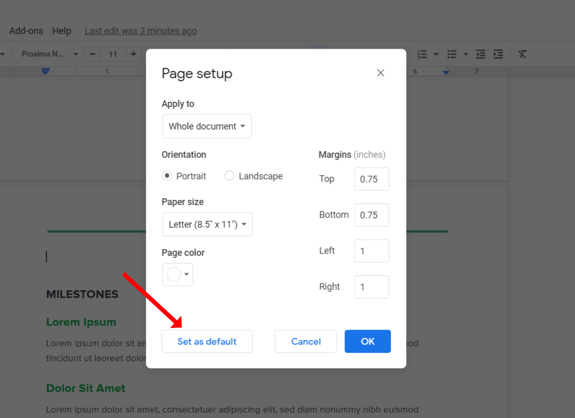 How to change to Landscape in Google Docs