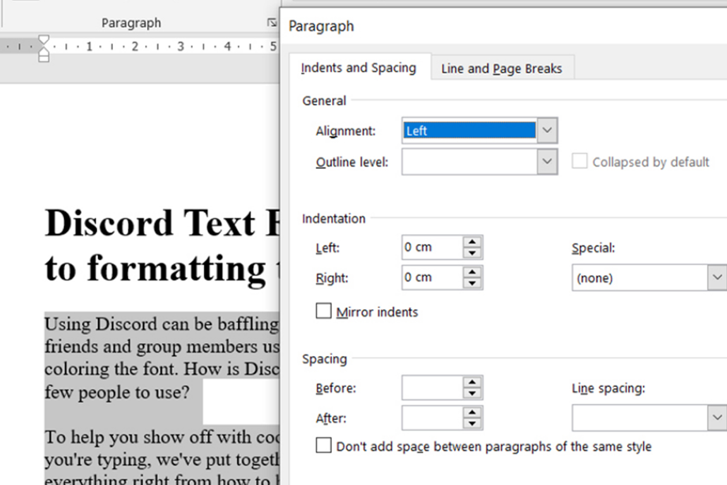 format table of contents word insert hanging indent