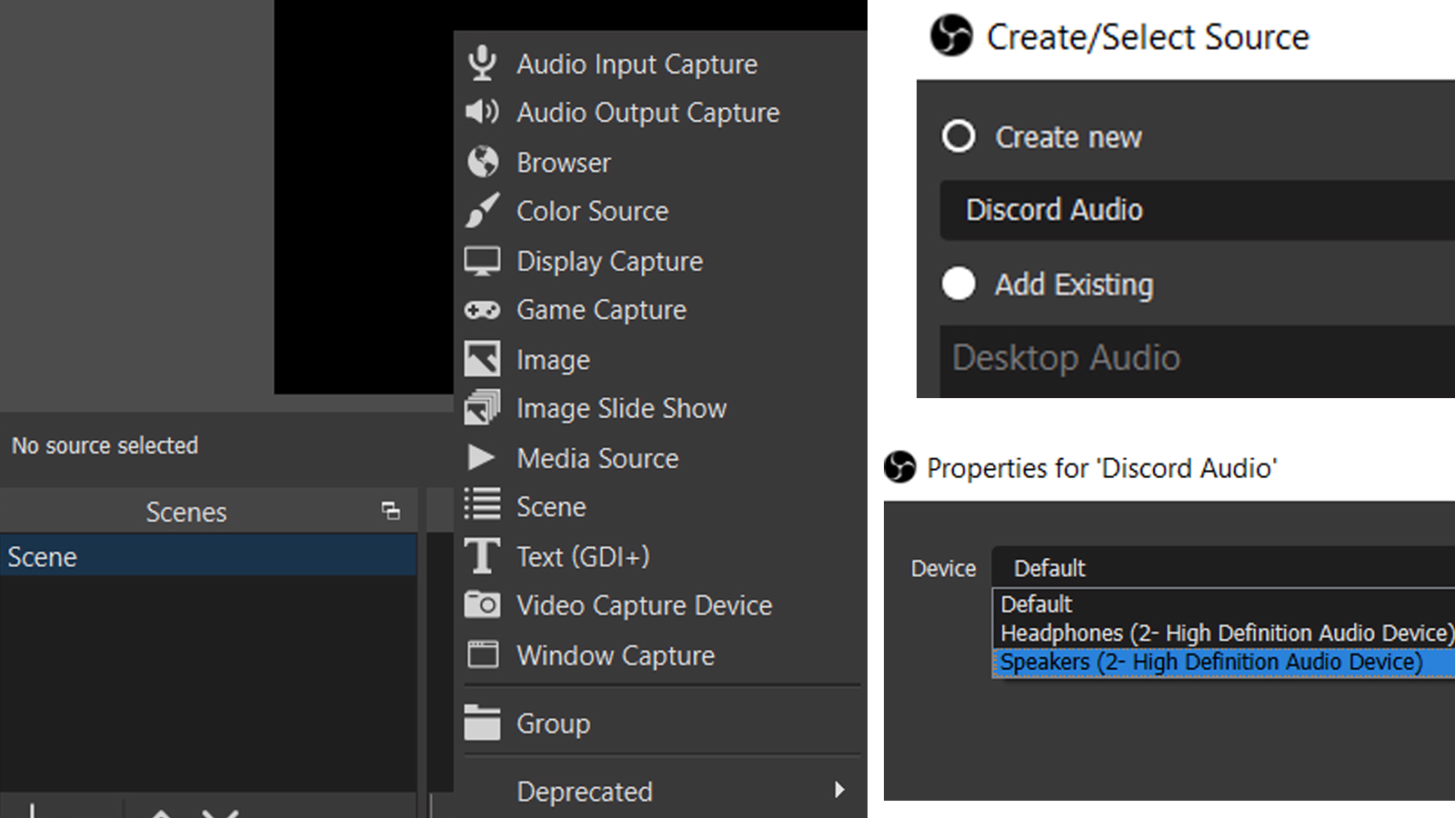 how to add discord audio to obs