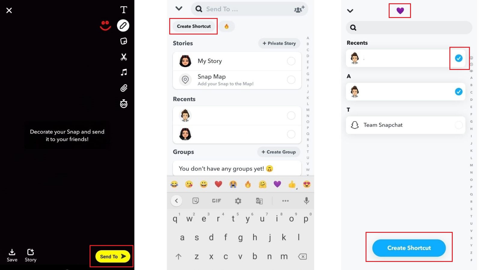 how to add shortcut snapchat