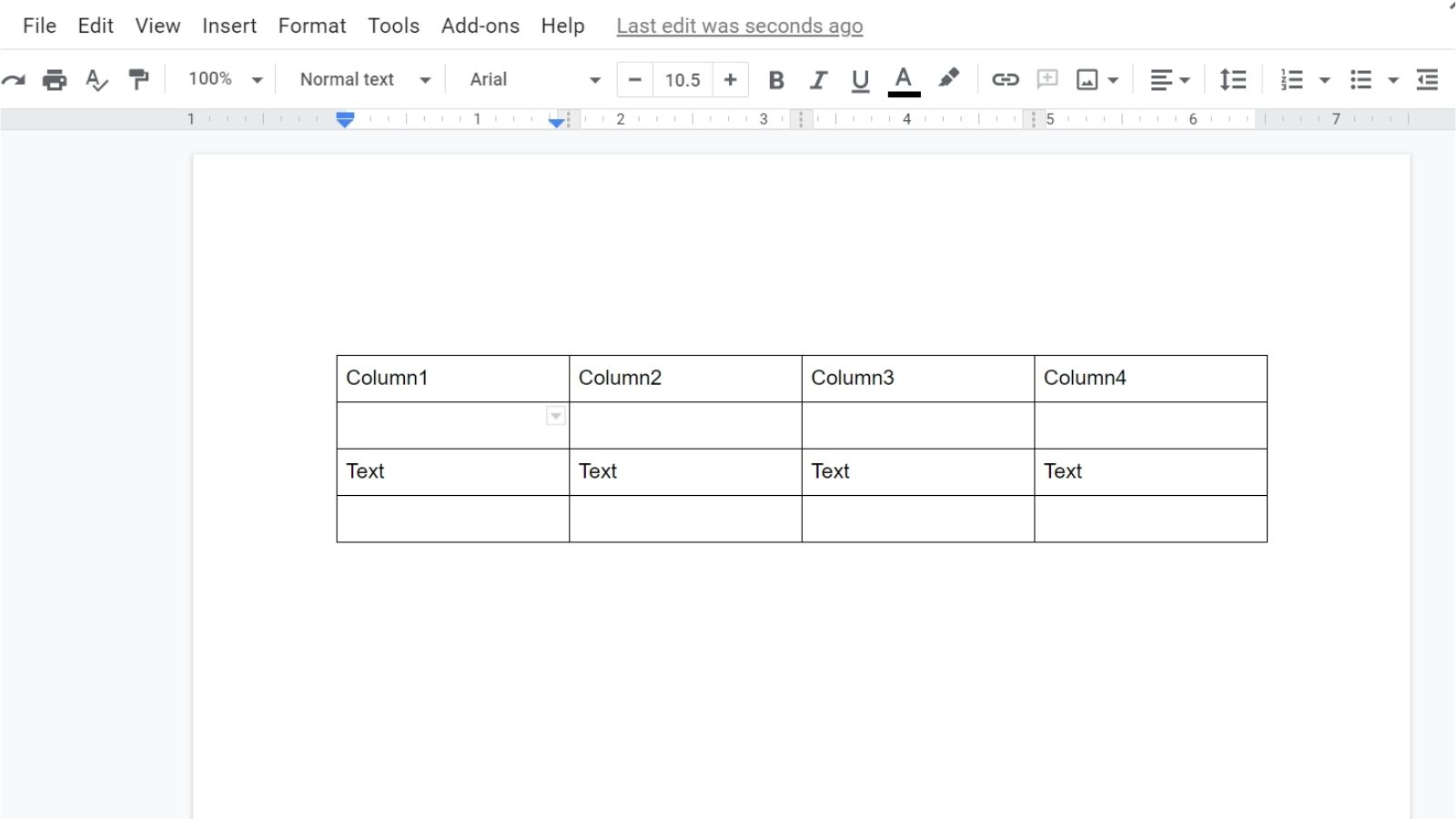 format a Table in Google Docs