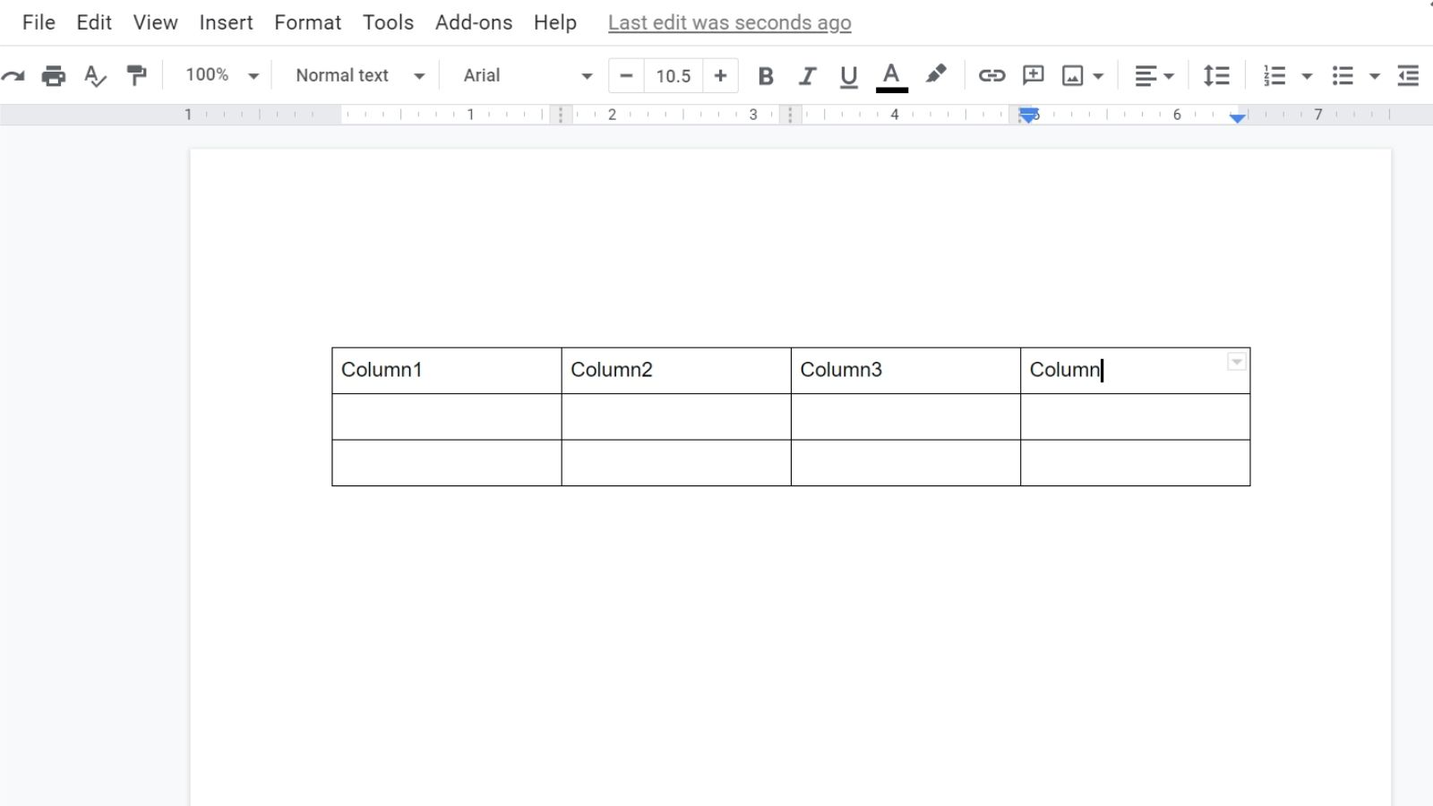 Table Template Google Docs