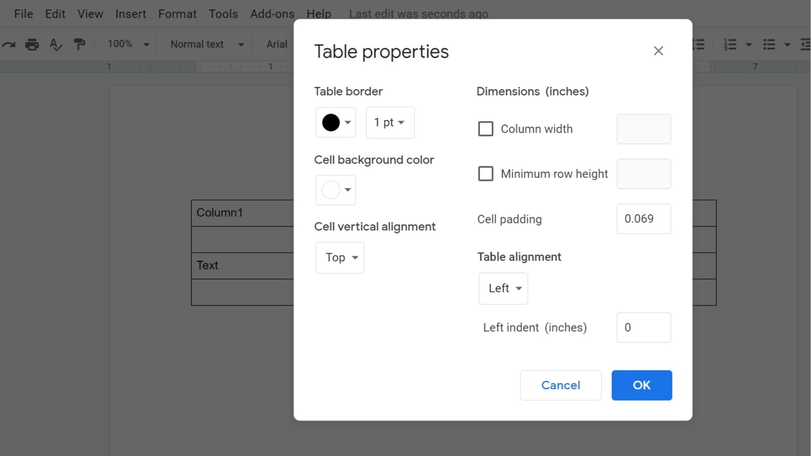 delete a Table in Google Docs