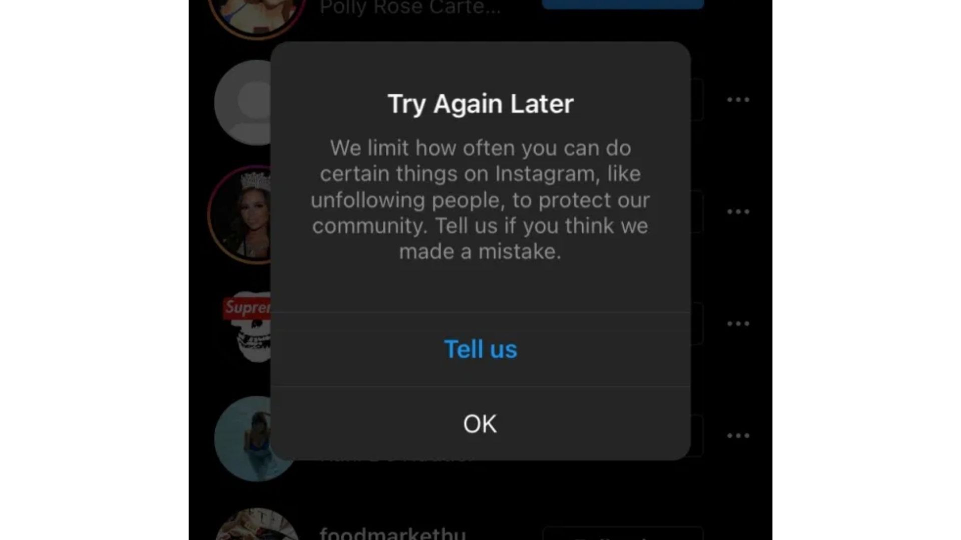 instagram try again later bug